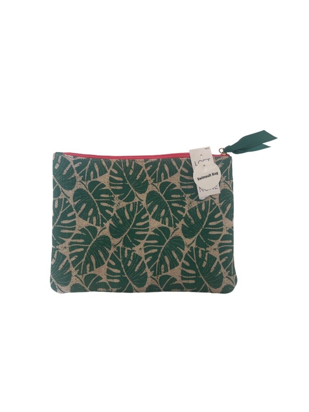 Loft Tropical Leaf Print Swimsuit Bag With Water-Resistant Lining